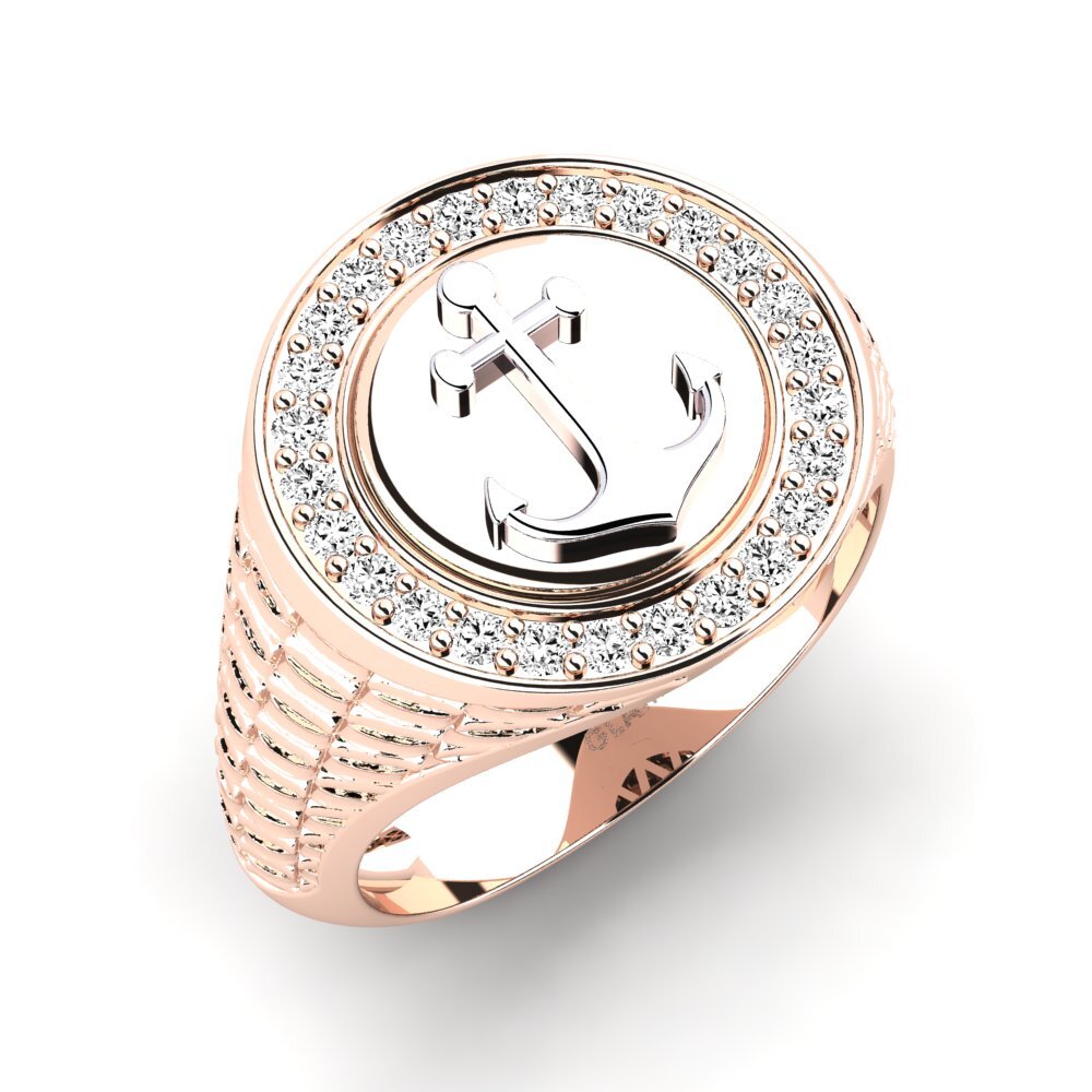 14ct Rose & White Gold Moissanite Men's Ring Ofundi