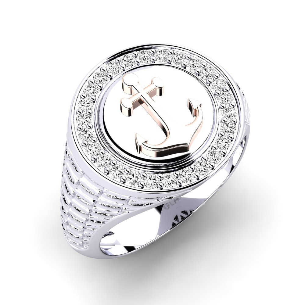 14ct White & Rose Gold Moissanite Men's Ring Ofundi