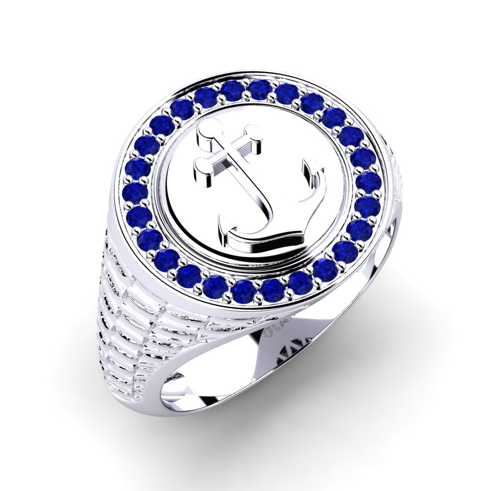 Weiß-Silber Saphir Herrenring Ofundi