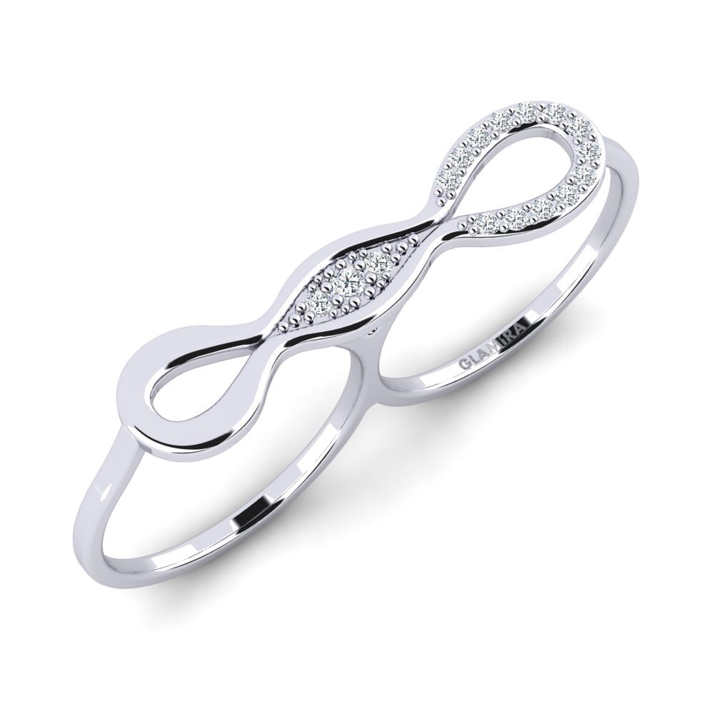 14k Oro Blanco Circonita Anillo Oganis