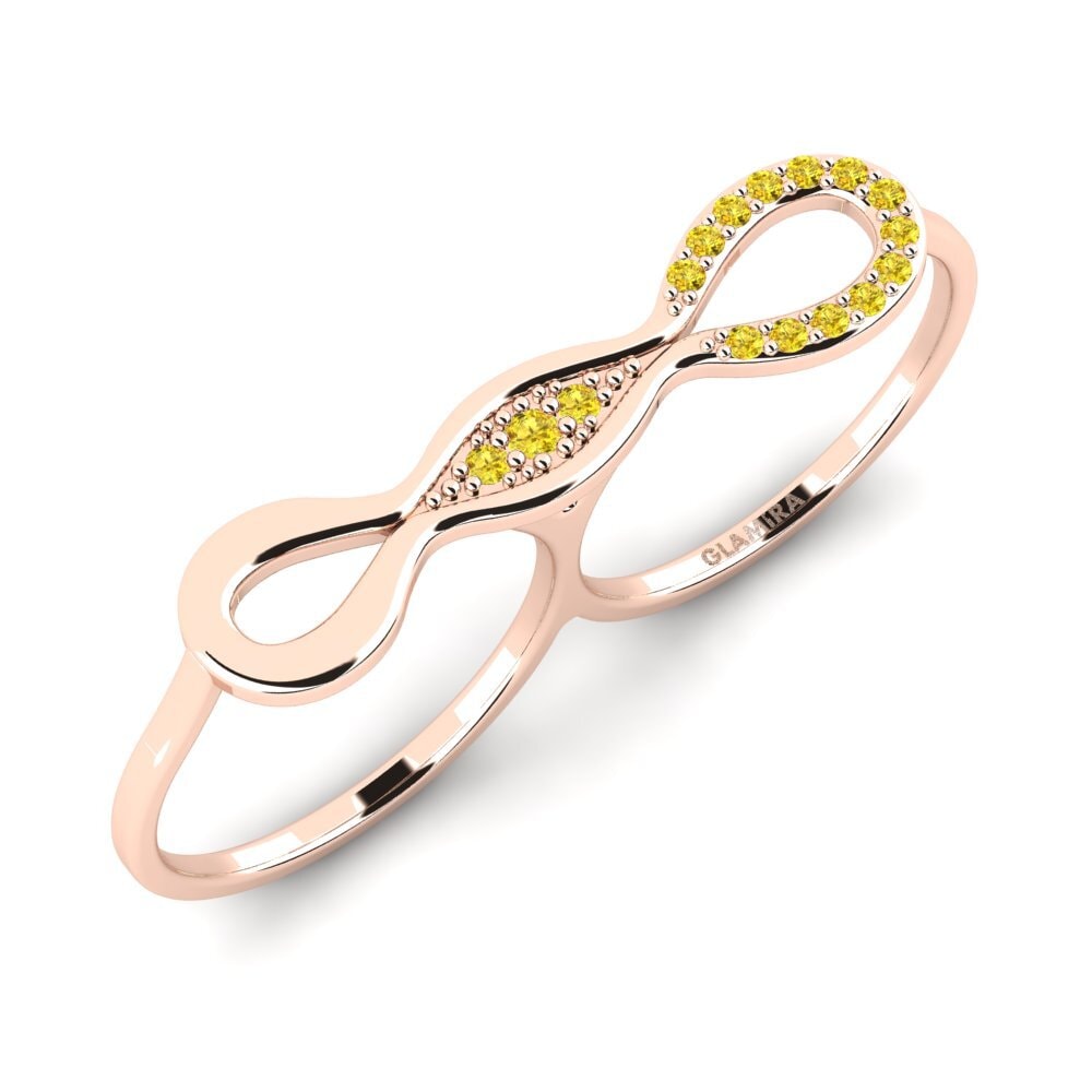 9k Oro Rosa Zafiro amarillo Anillo Oganis