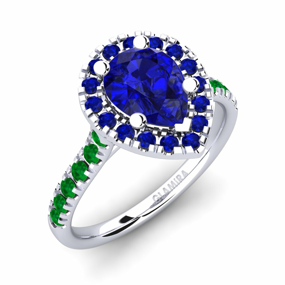 Safiro (Creado en Laboratorio) Anillo de compromiso Oiffe