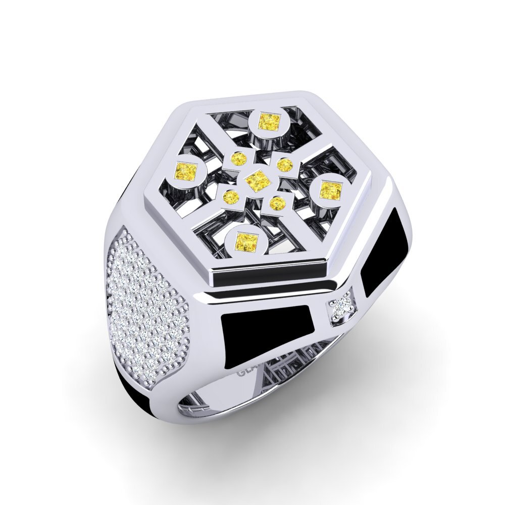 Princess Yellow Sapphire Men's Ring Oingsa