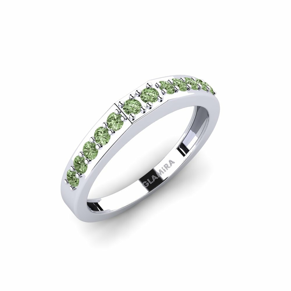 Argent Blanc Diamant Vert Bague Okin