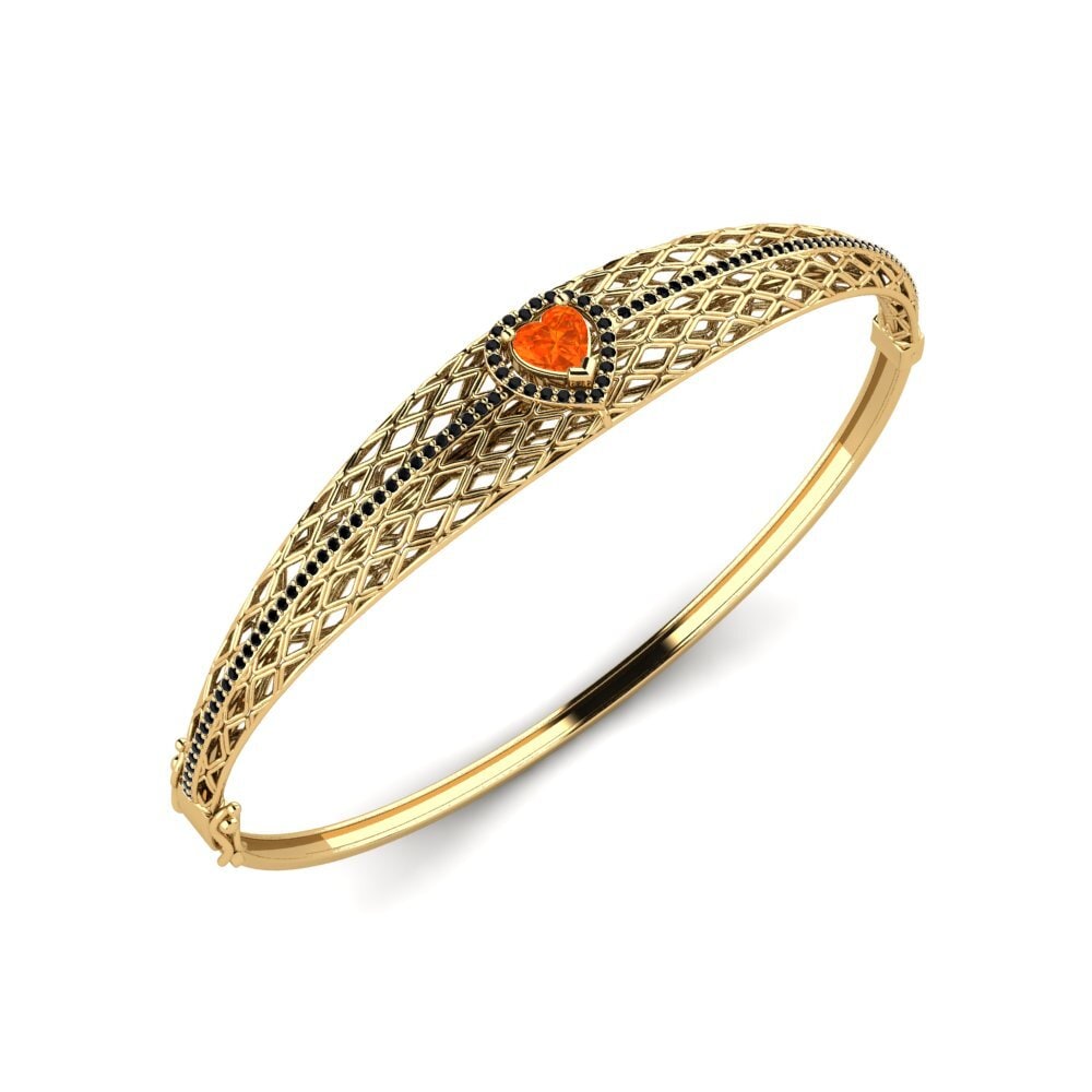 9ct Yellow Gold Fire Opal Women's Bangle Ola