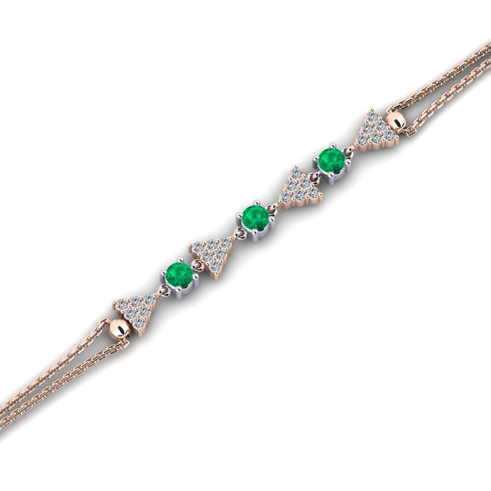 9ct Rose & White Gold Emerald Women's Bracelet Olecrane