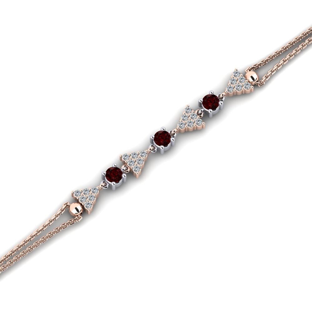 9ct Rose & White Gold Garnet Women's Bracelet Olecrane