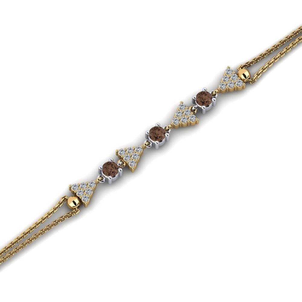 9ct Yellow & White Gold Smoky Quartz Women's Bracelet Olecrane
