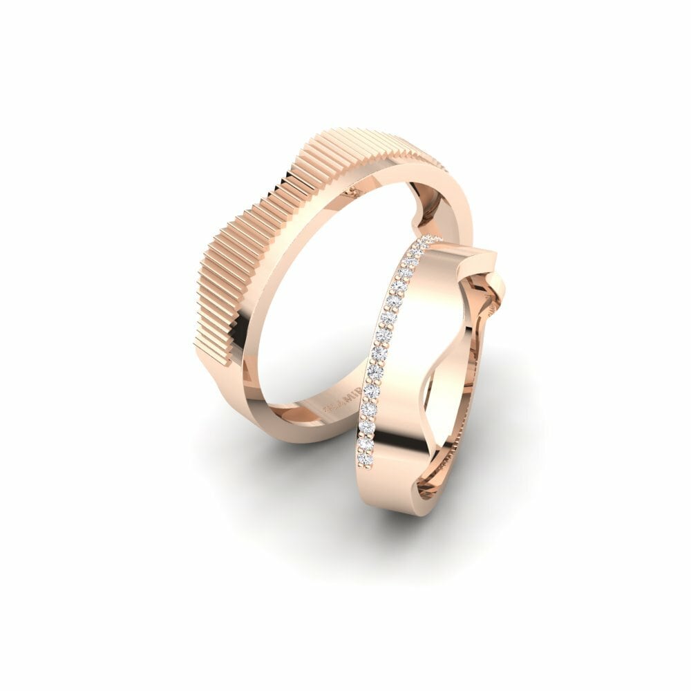 Oro Rosso 585 Fede nuziale Olerios Pair