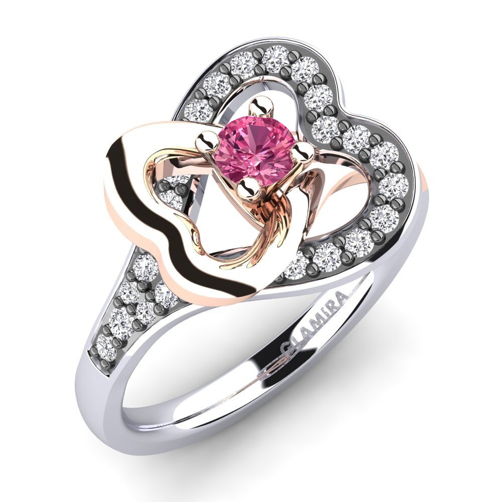 14ct White & Rose Gold Pink Tourmaline Engagement Ring Olevia 0.16 crt