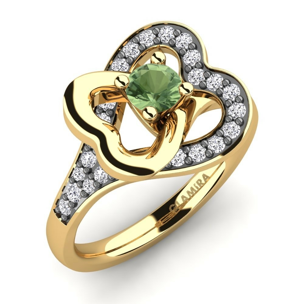 绿色蓝宝石 订婚戒指 Olevia 0.25 crt