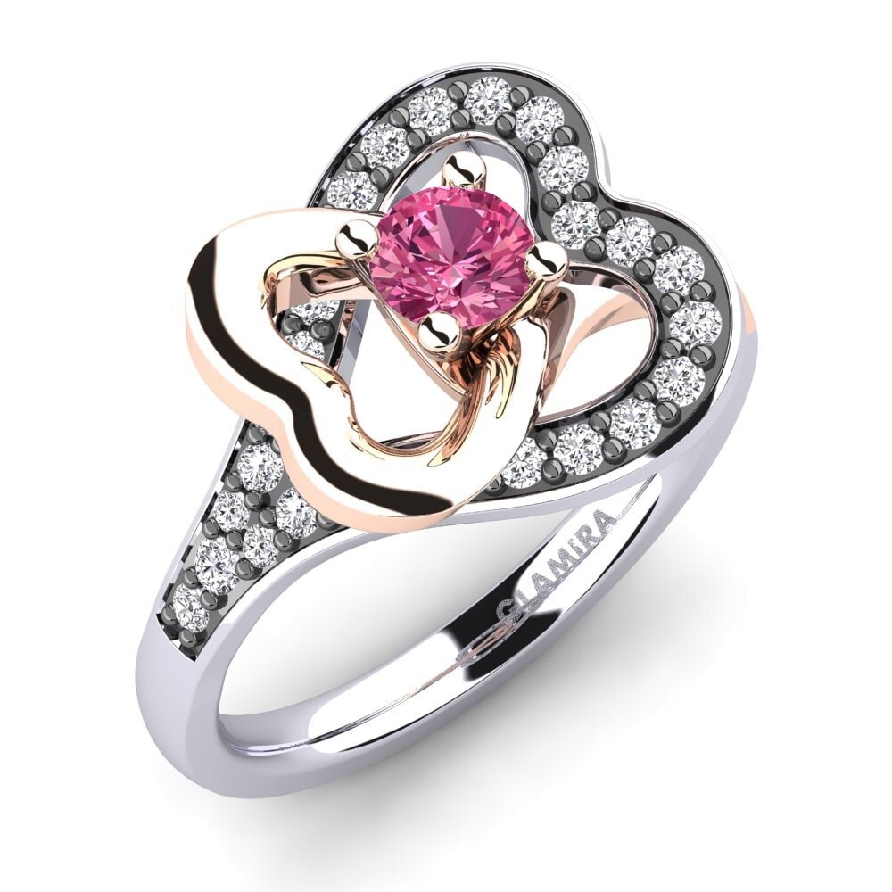 14ct White & Rose Gold Pink Tourmaline Engagement Ring Olevia 0.25 crt