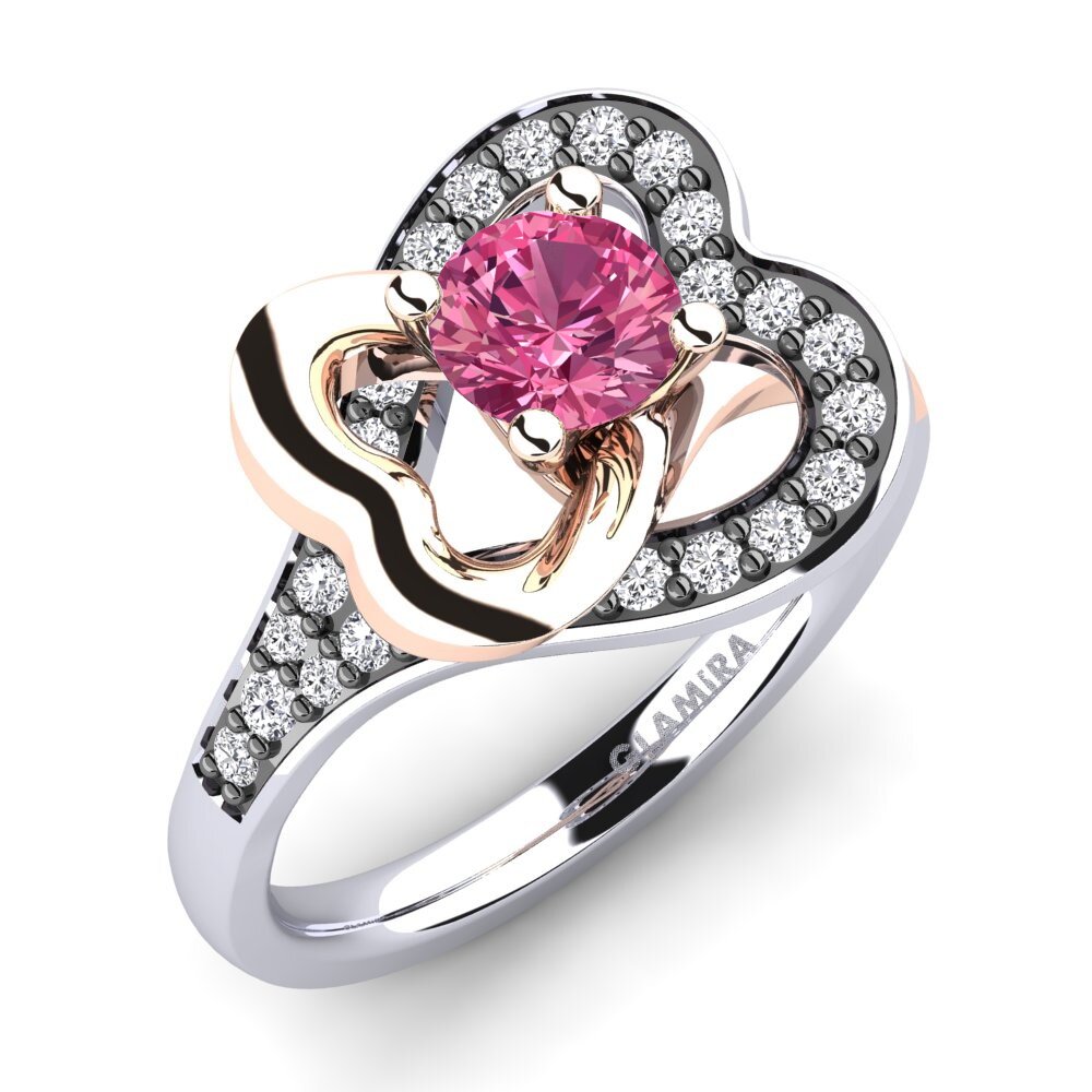 14ct White & Rose Gold Pink Tourmaline Engagement Ring Olevia 0.5 crt