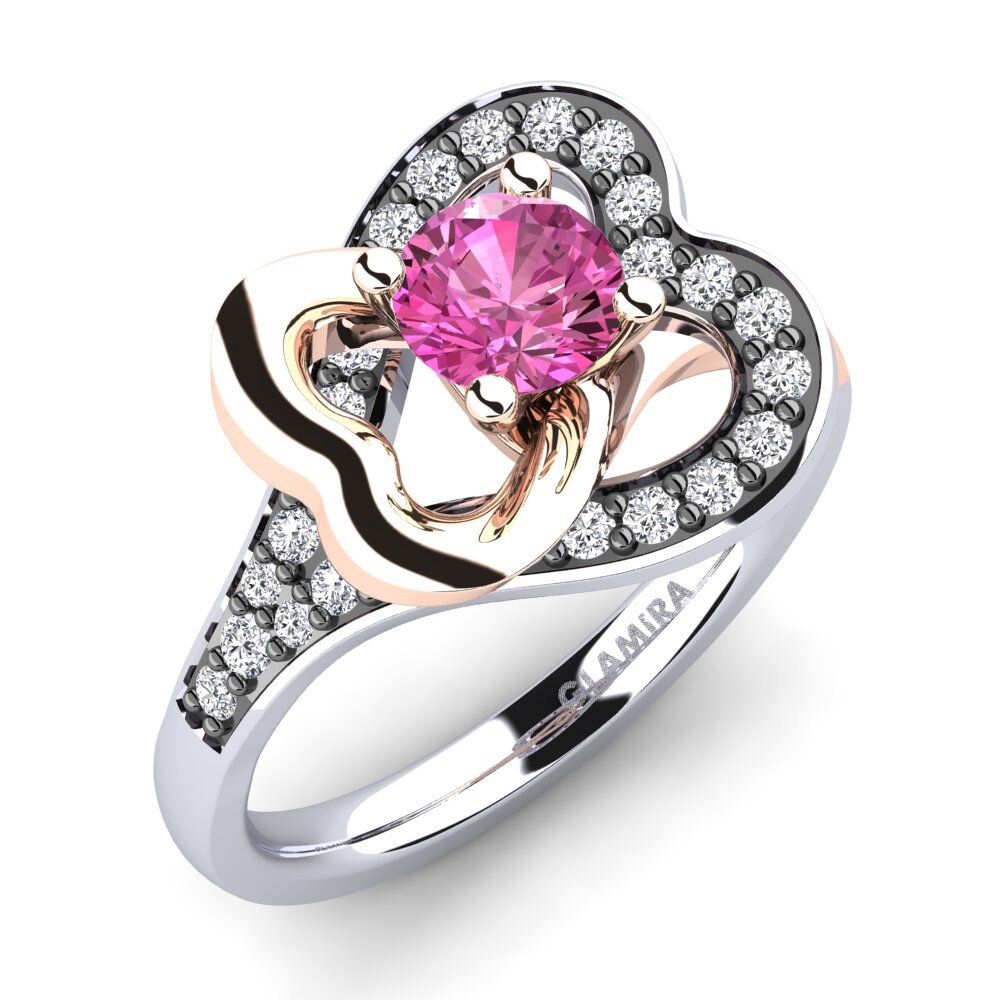 14ct White & Rose Gold Pink Topaz Engagement Ring Olevia 0.5 crt
