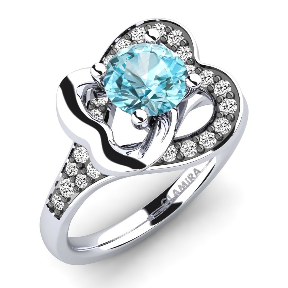 Blue Zircon Engagement Ring Olevia 0.8 crt