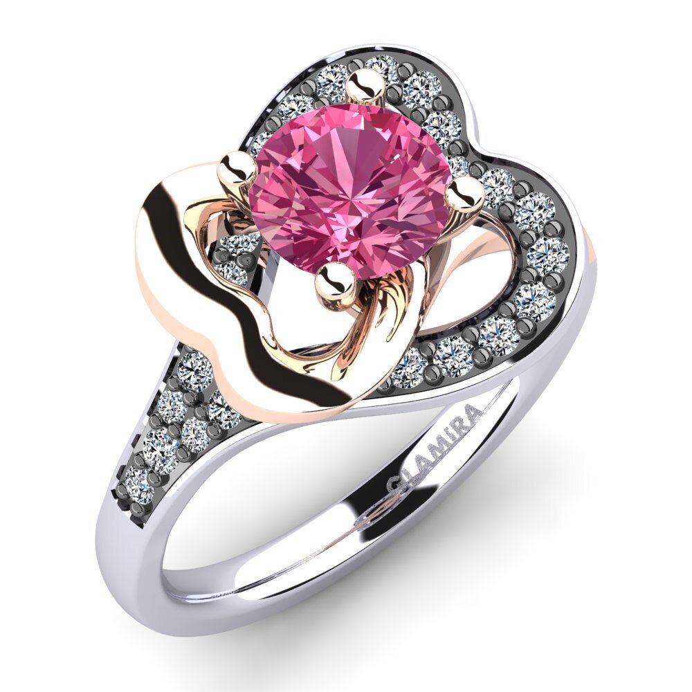 14ct White & Rose Gold Pink Tourmaline Engagement Ring Olevia 0.8 crt
