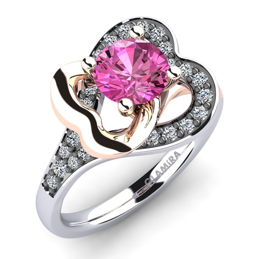 14ct White & Rose Gold Pink Topaz Engagement Ring Olevia 0.8 crt