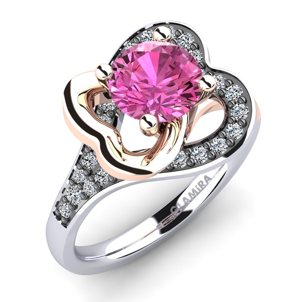 14ct White & Rose Gold Pink Topaz Engagement Ring Olevia 1.0 crt