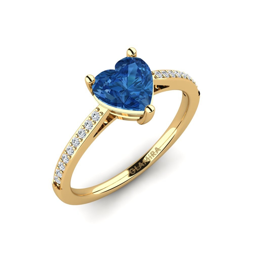 18K Geel Goud Donker Blauwe Zirkoon Dames Ring Oleysa
