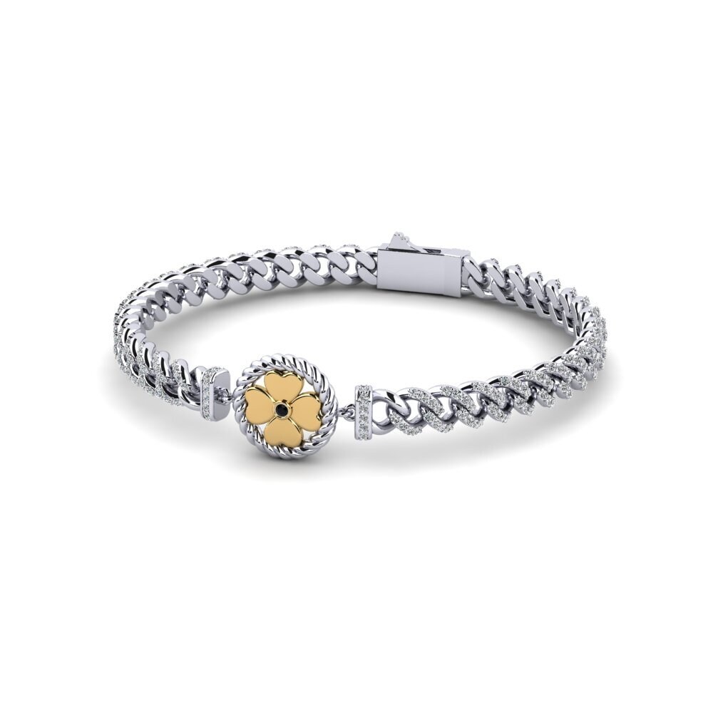 9ct White & Yellow Gold Black Diamond Women's Bracelet Olihes