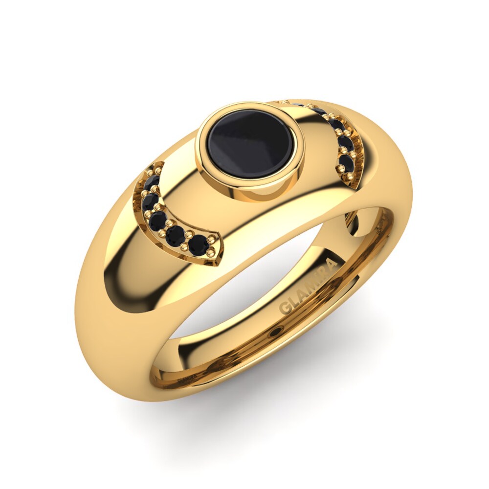 18ct Yellow Gold Black Sapphire Men's Ring Oliverios