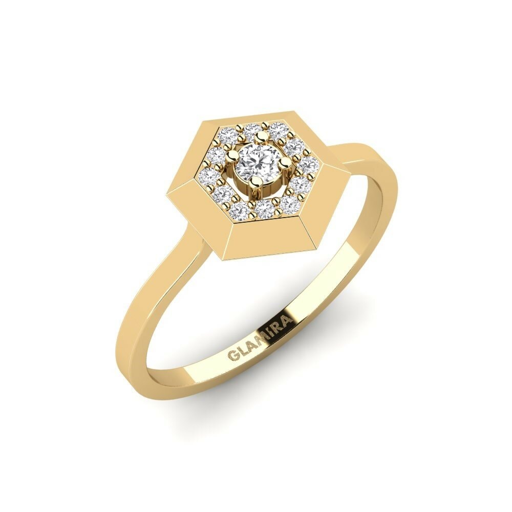 Oro Giallo 750 Anello di fidanzamento Olivet
