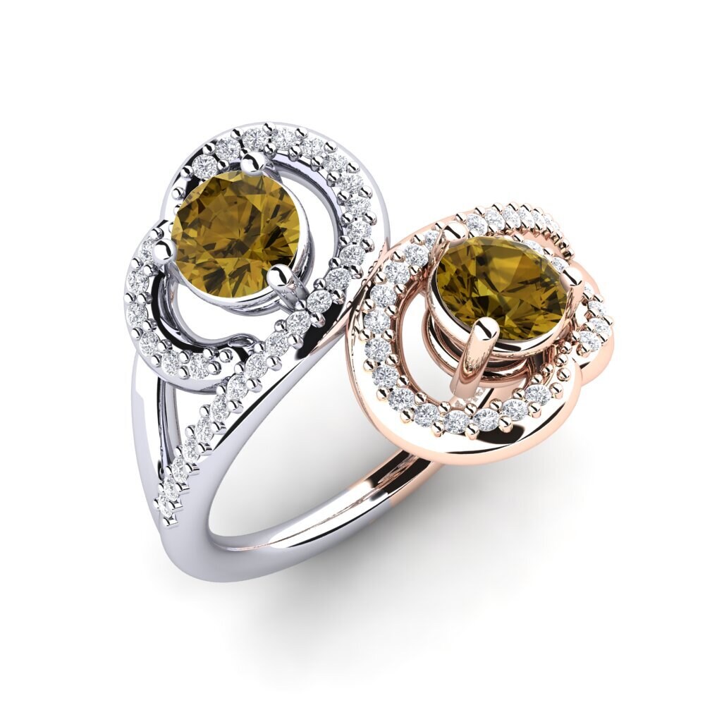 14ct Rose & White Gold Brown Zircon Ring Olliana