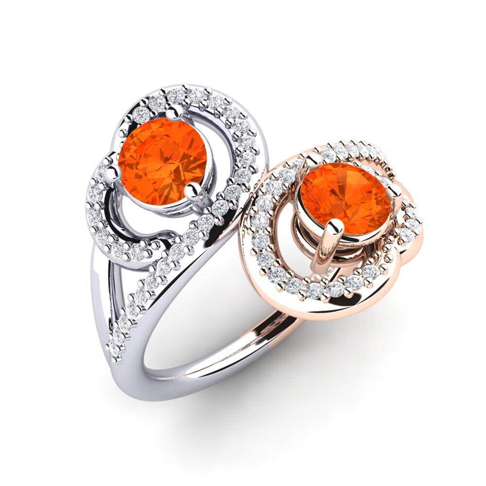 14ct Rose & White Gold Fire Opal Ring Olliana