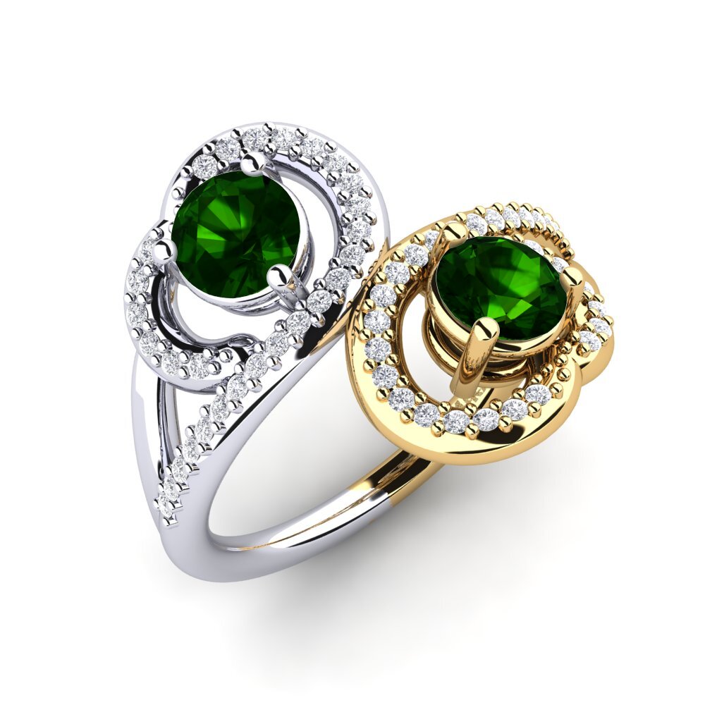 9ct Yellow & White Gold Green Tourmaline Ring Olliana