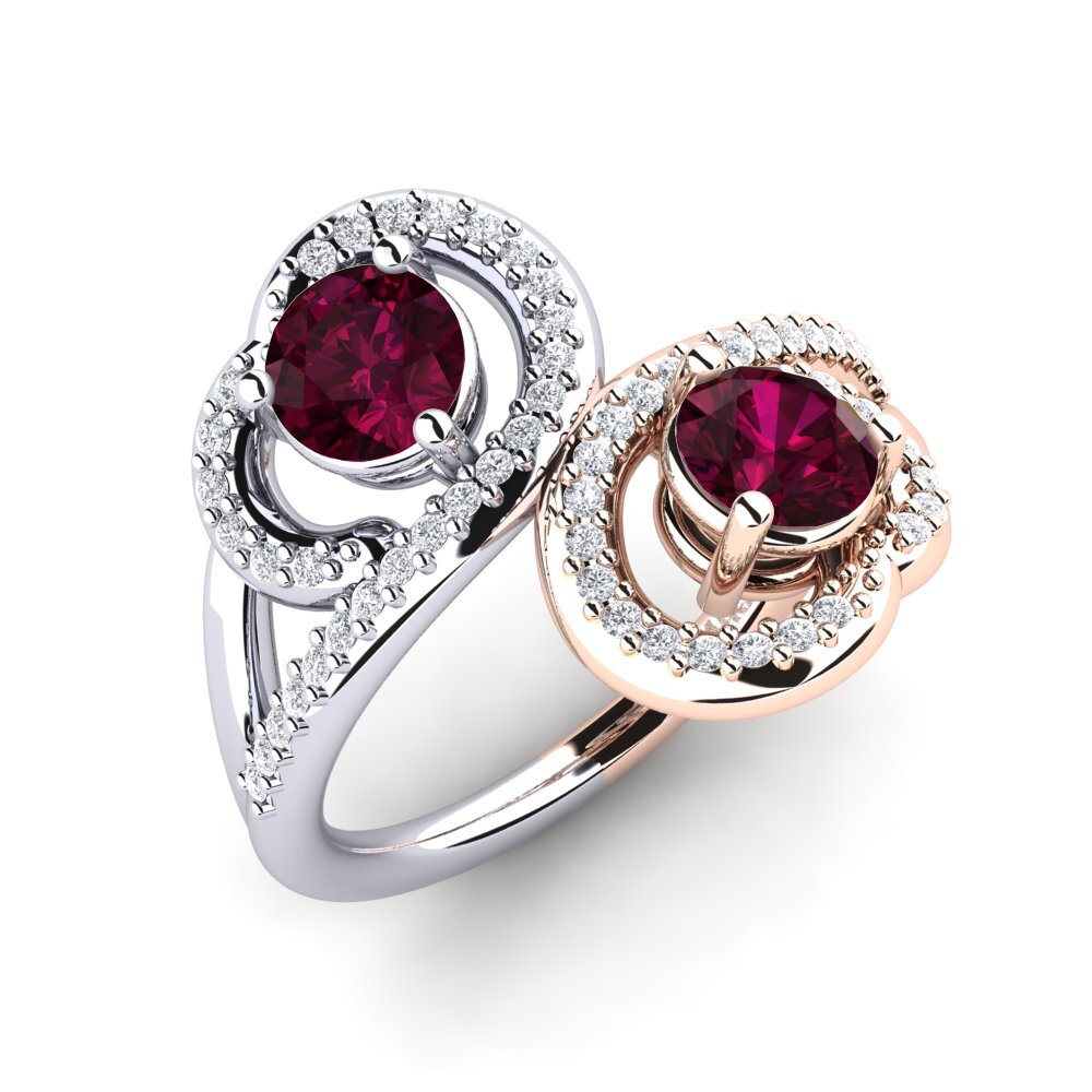 9ct Rose & White Gold Rhodolite Garnet Ring Olliana