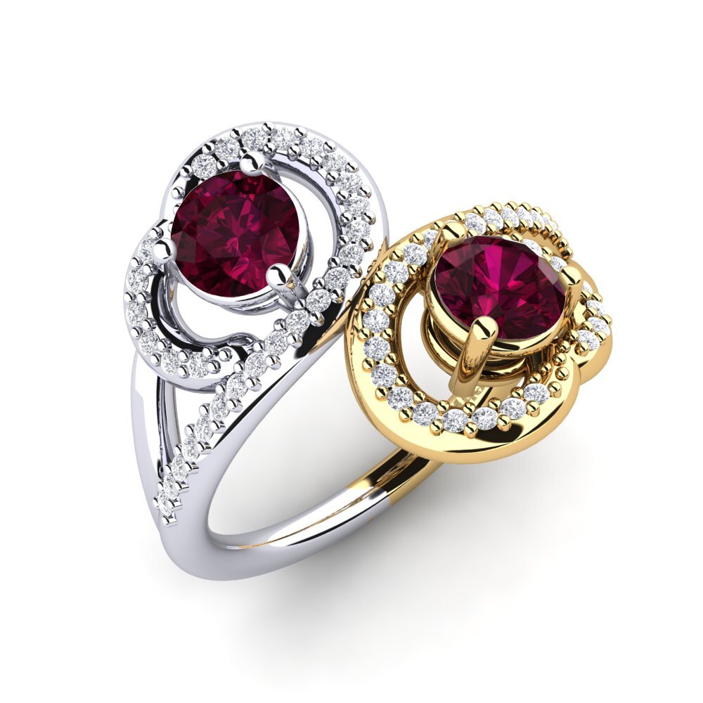 9ct Yellow & White Gold Rhodolite Garnet Ring Olliana