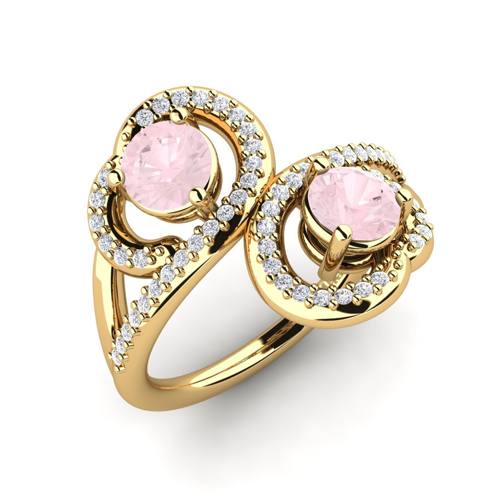14ct Yellow Gold Rose Quartz Ring Olliana