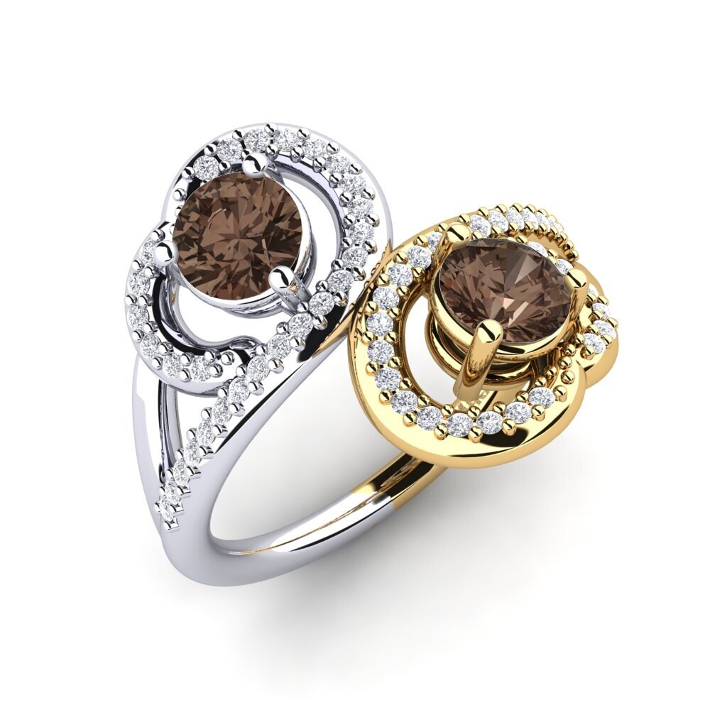 9ct Yellow & White Gold Smoky Quartz Ring Olliana