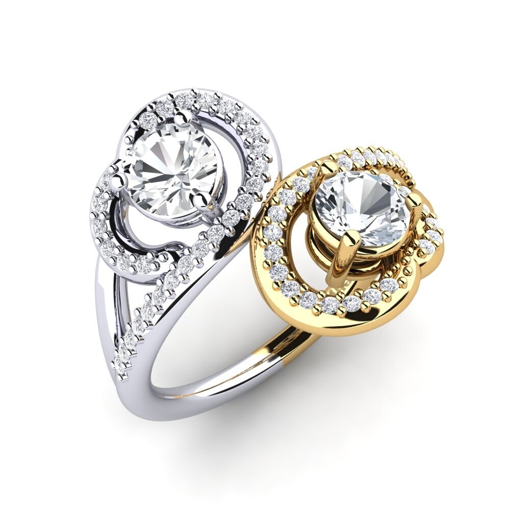 14ct Yellow / White Gold White Zircon Ring Olliana