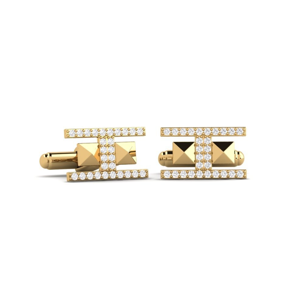 14ct Yellow Gold White sapphire Cufflink Olujinmi