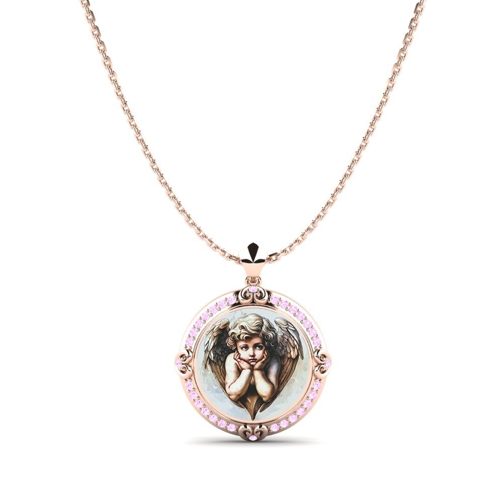 18ct Rose Gold Pink Sapphire Women's Pendant Omba