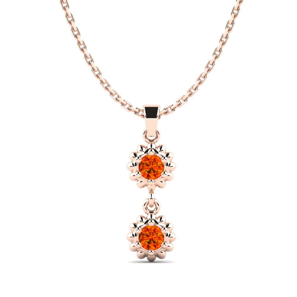 14k Oro Rosa Zafiro Naranja Colgante de Mujer Ombrager