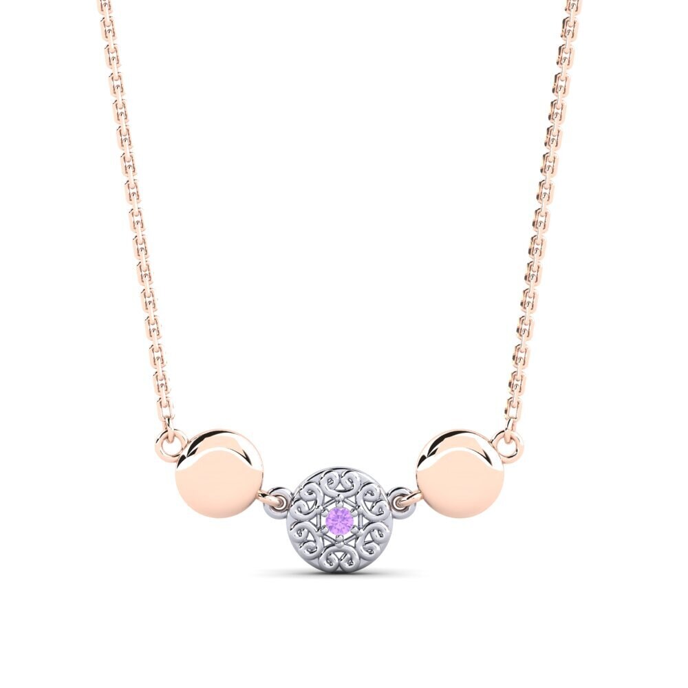 9k Oro Rosa & Blanco Amatista Collar de Mujer Ommiads