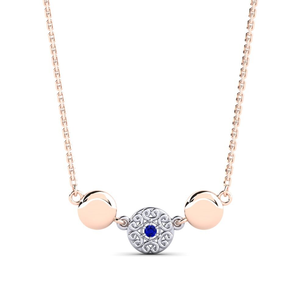 9k Oro Rosa & Blanco Zafiro Collar de Mujer Ommiads