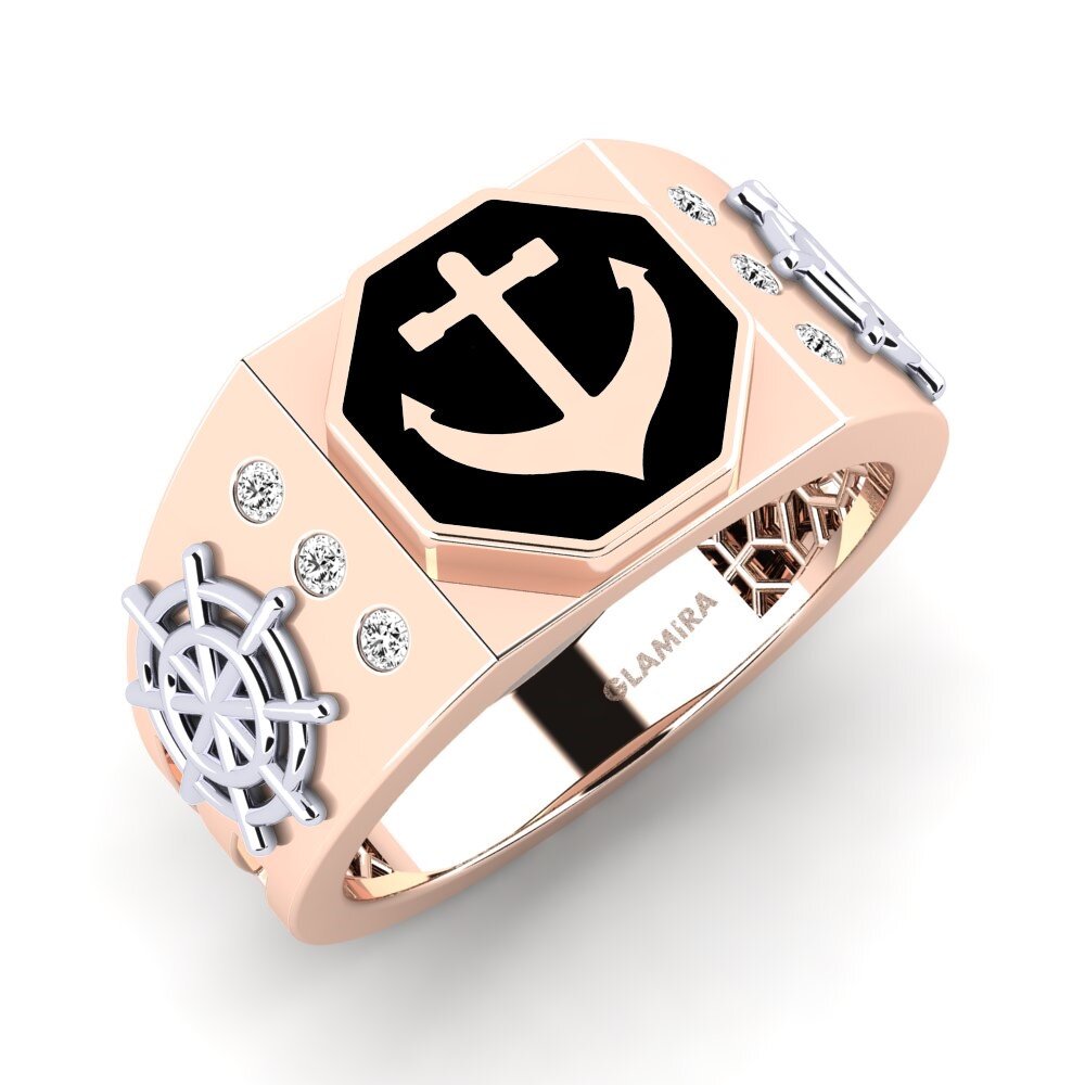 14ct Rose & White Gold Moissanite Men's Ring Ondsw