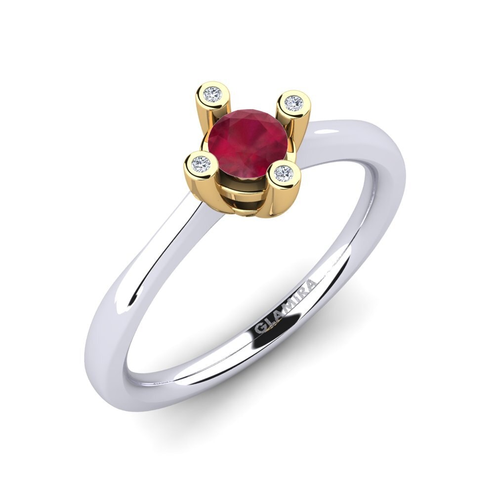18ct White / Yellow Gold Ruby Engagement Ring Onella