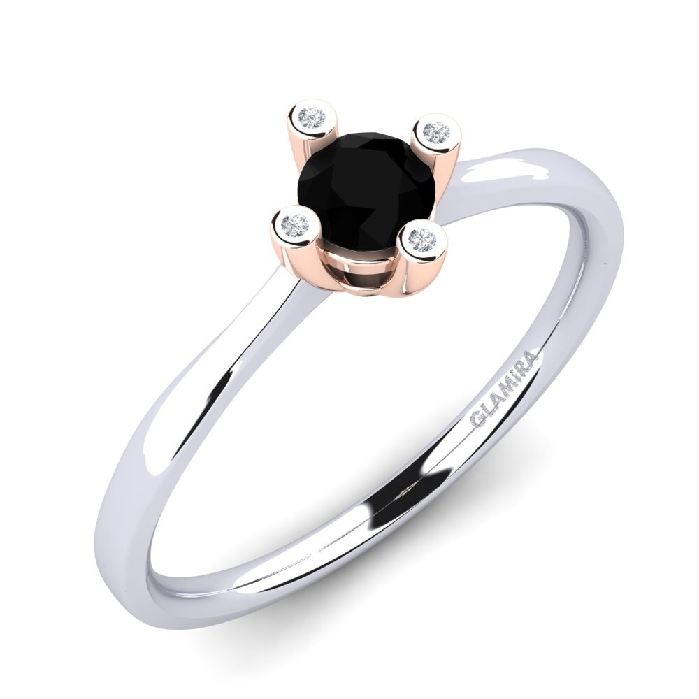 14ct White / Rose Gold Black Sapphire Women's Ring Onella 0.5 crt