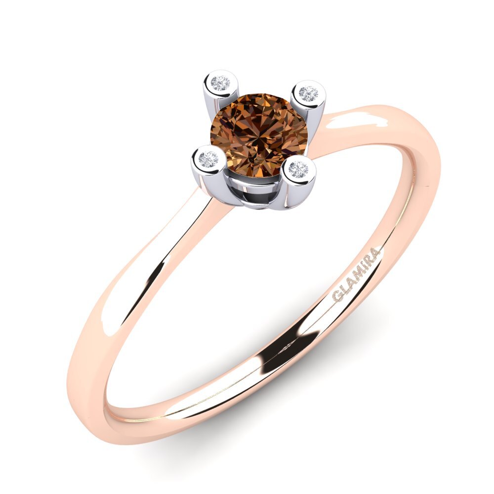 750 Rot & Weißgold Brauner Diamant Damenring Onella 0.5 crt