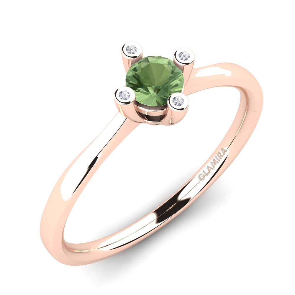 Rotgold 375 Grüner Saphir Damenring Onella 0.5 crt