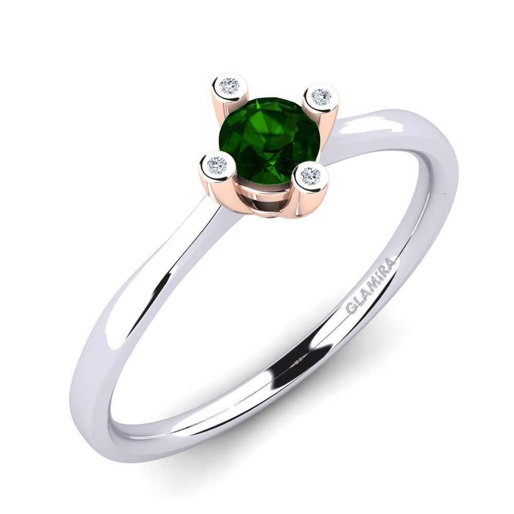 9k White & Rose Gold Green Tourmaline Women's Ring Onella 0.5 crt