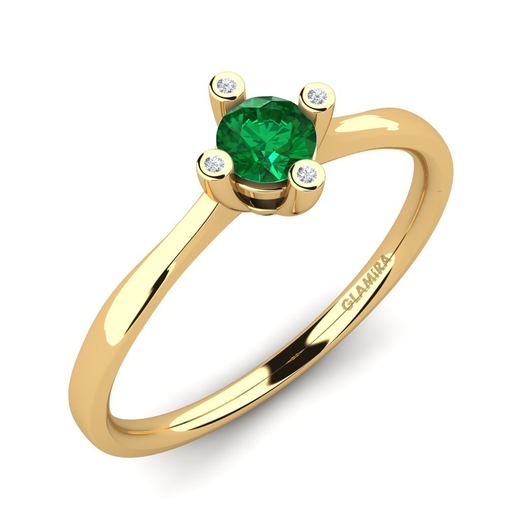 Gelbgold 750 Smaragd (im Labor gezüchtet) Damenring Onella 0.5 crt