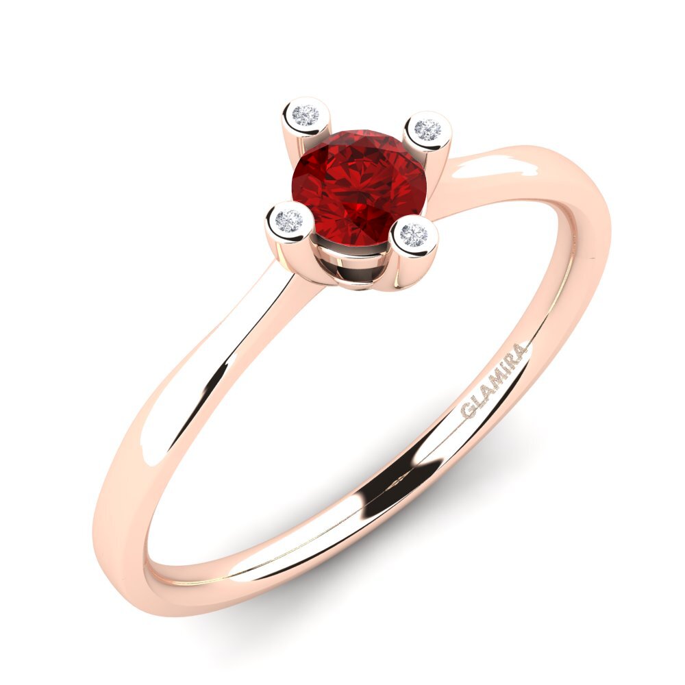 Rotgold 750 Rubin (im Labor gezüchtet) Damenring Onella 0.5 crt