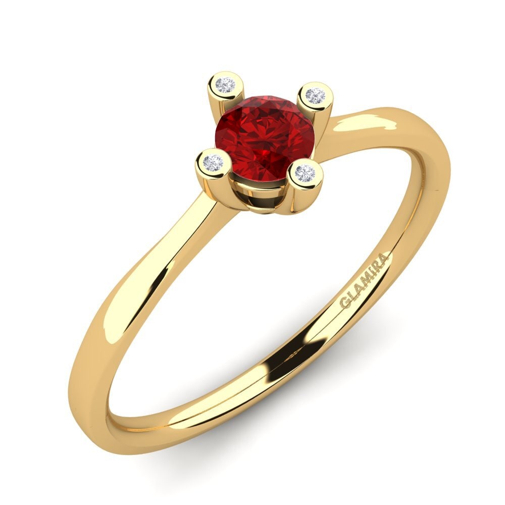 Gelbgold 750 Rubin (im Labor gezüchtet) Damenring Onella 0.5 crt