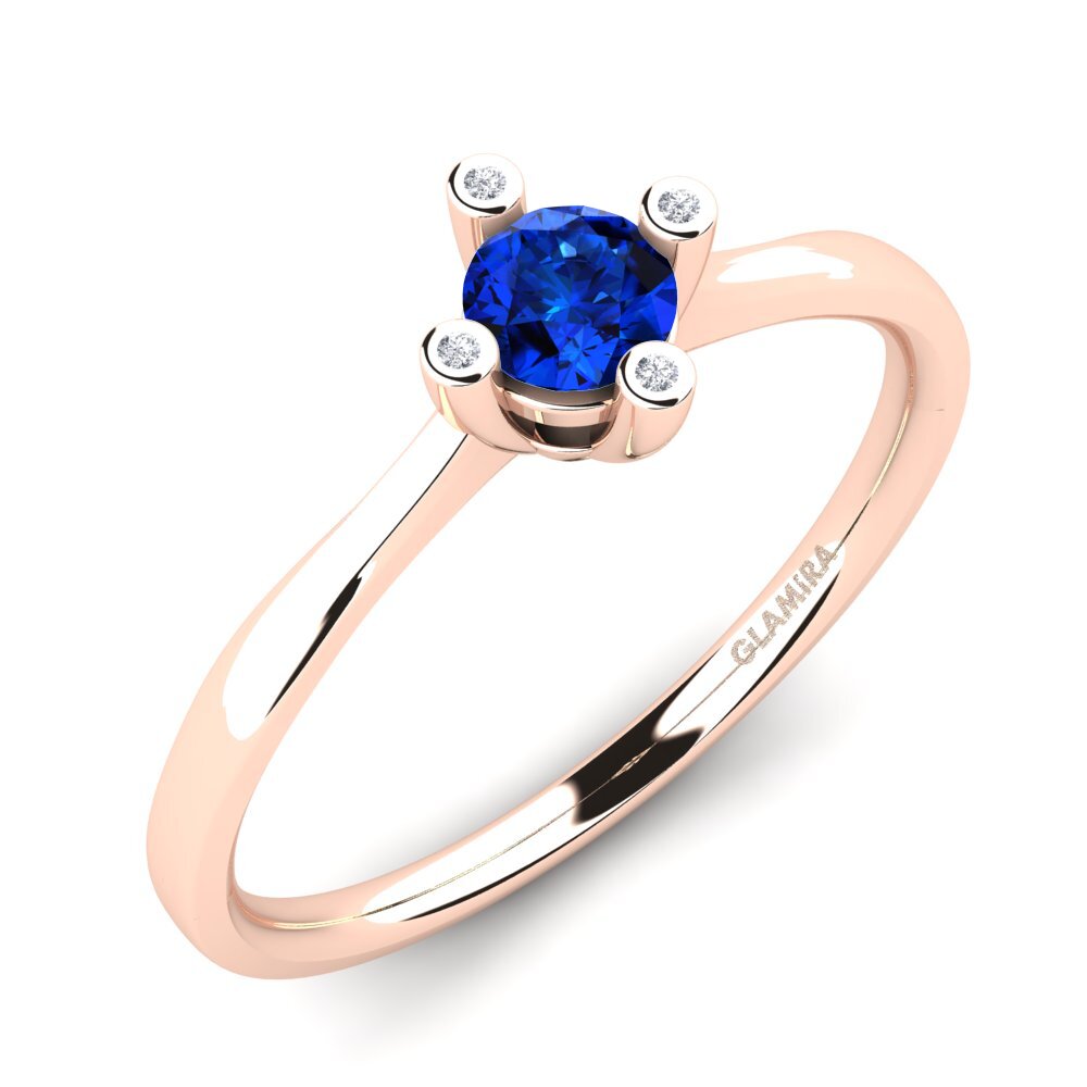 Rotgold 750 Saphir (im Labor gezüchtet) Damenring Onella 0.5 crt