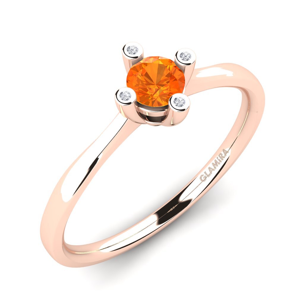 Rotgold 750 Orangefarbener Saphir Damenring Onella 0.5 crt